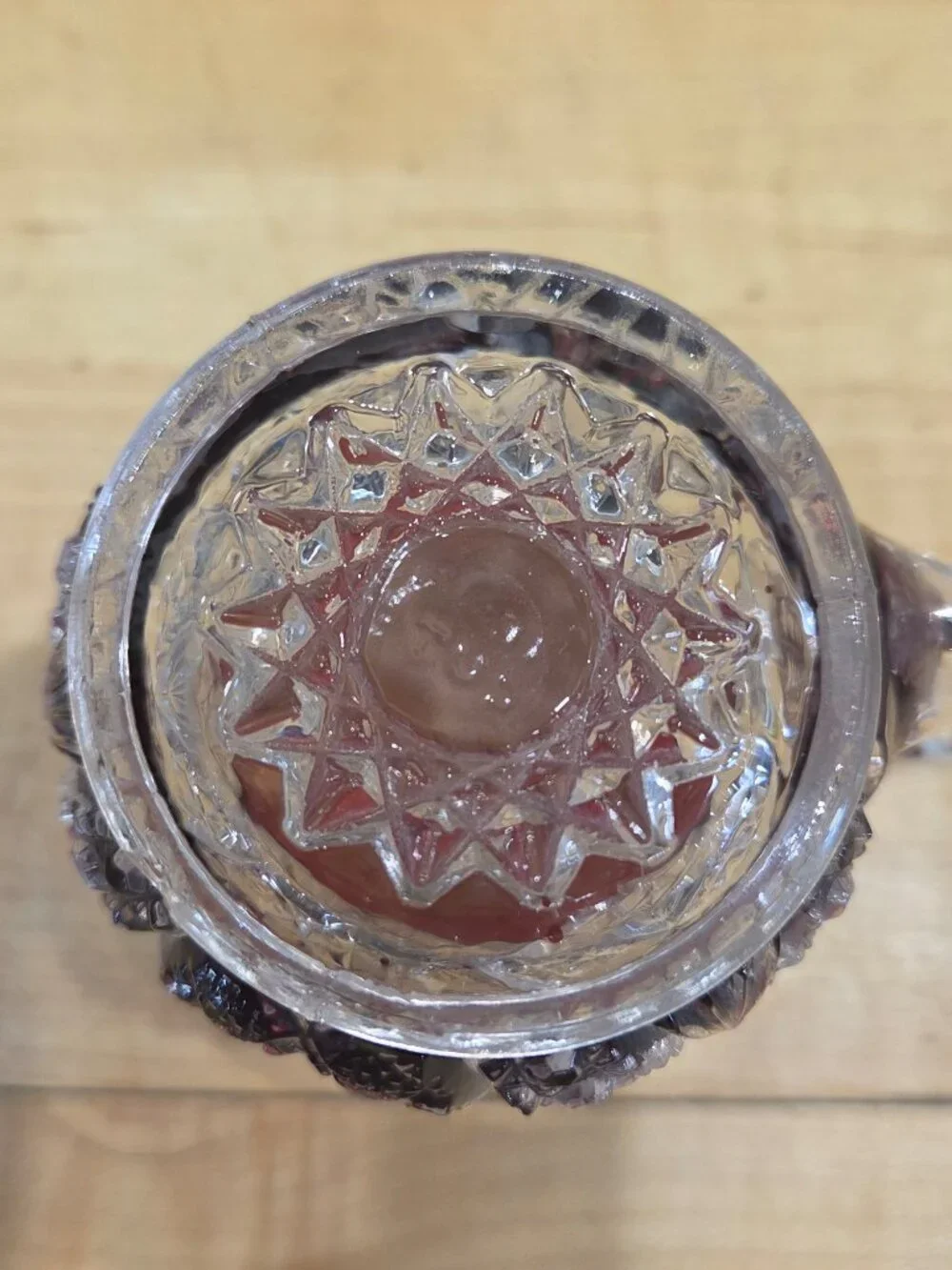 Antique EAPG Indiana Glass Ruby Stained Souvenir Mug Oelwein Iowa